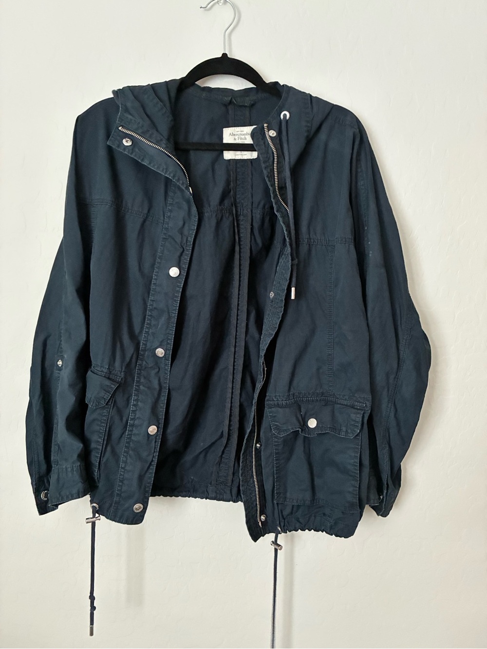 Abercrombie & Fitch Hooded  Utility Jacket - Navy Blue